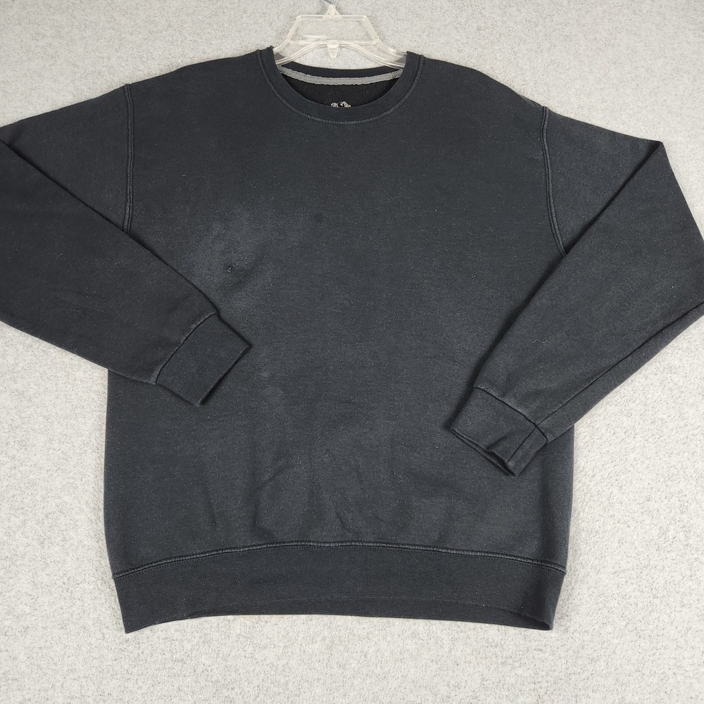 Fruit of the Loom Sweatshirt Mens Medium Black Fleece Lined Slim Fit Crew Neck